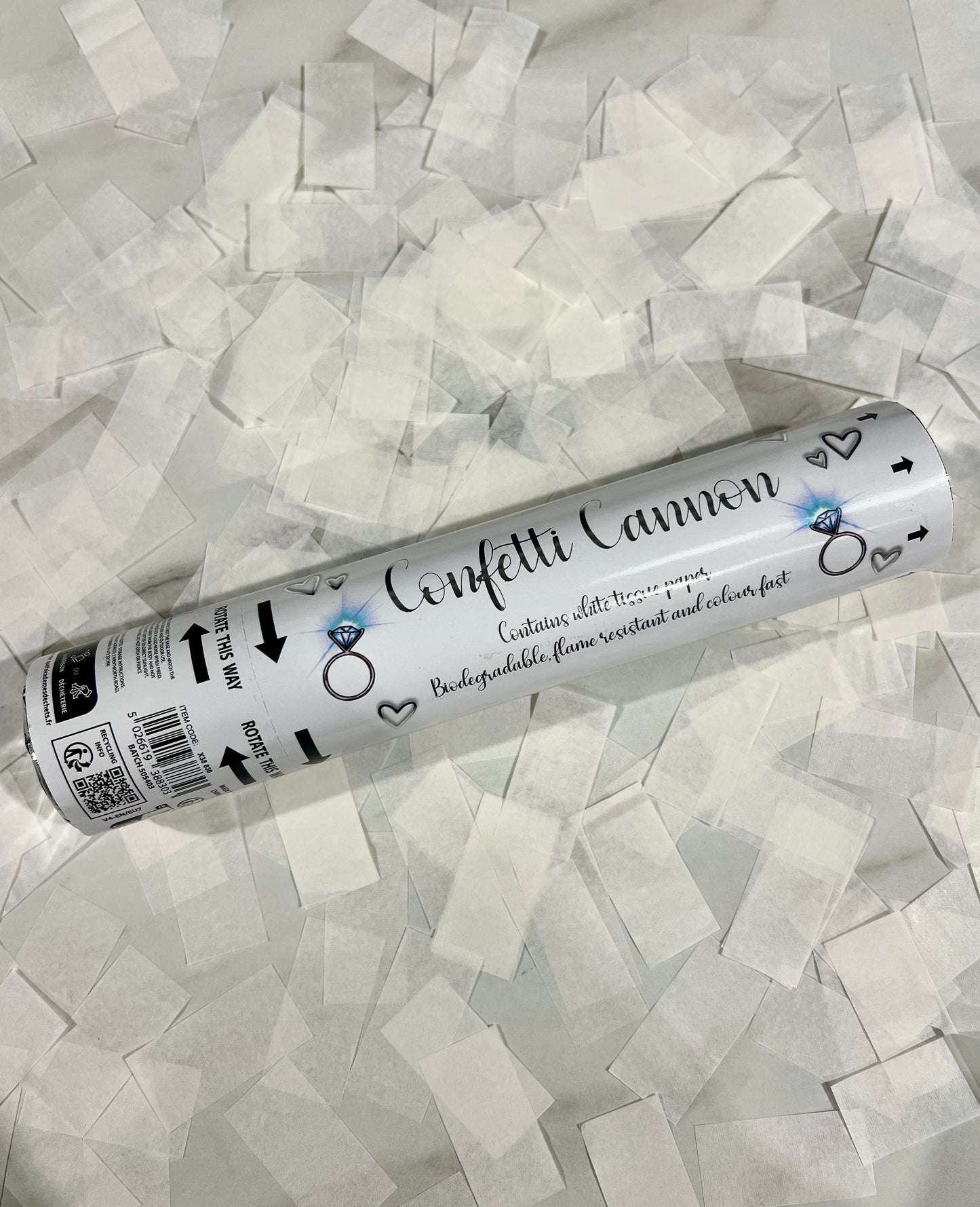 Biodegradable White Celebration Confetti Cannon