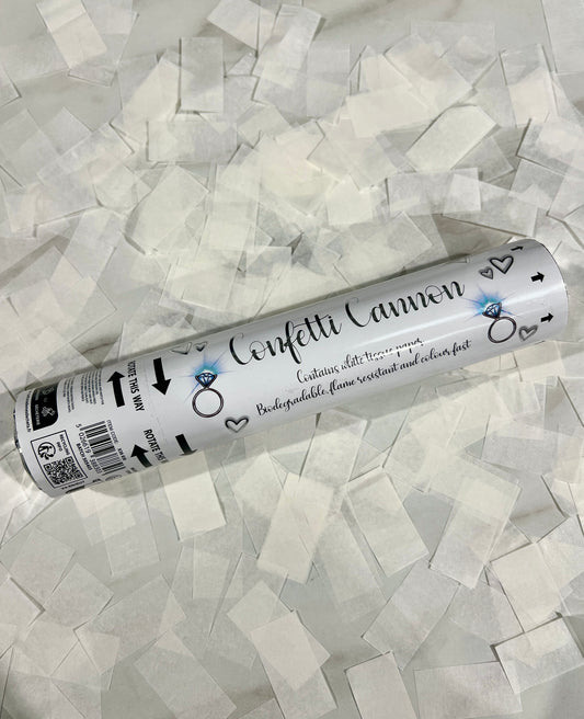 Biodegradable White Celebration Confetti Cannon