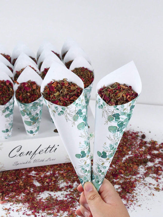 Confetti Cones and Holder - Green Eucalyptus Design